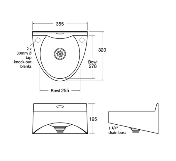 Polycarbonate wash hand basin, complete with drain boss. - with a choice of taps - Image 2