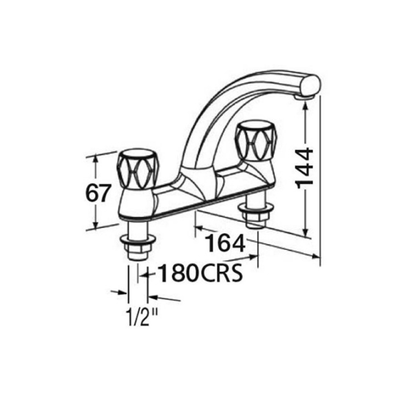 Dome Head Tap - 1/2" Deck Mixer - Image 2